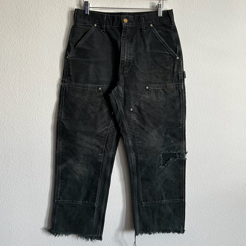 Carhartt B01 BLK faded black double knee work wear carpenter pants